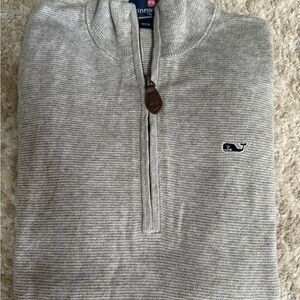 Vineyard Vines Boys Light Gray Zip-Up Light Weight Sweater